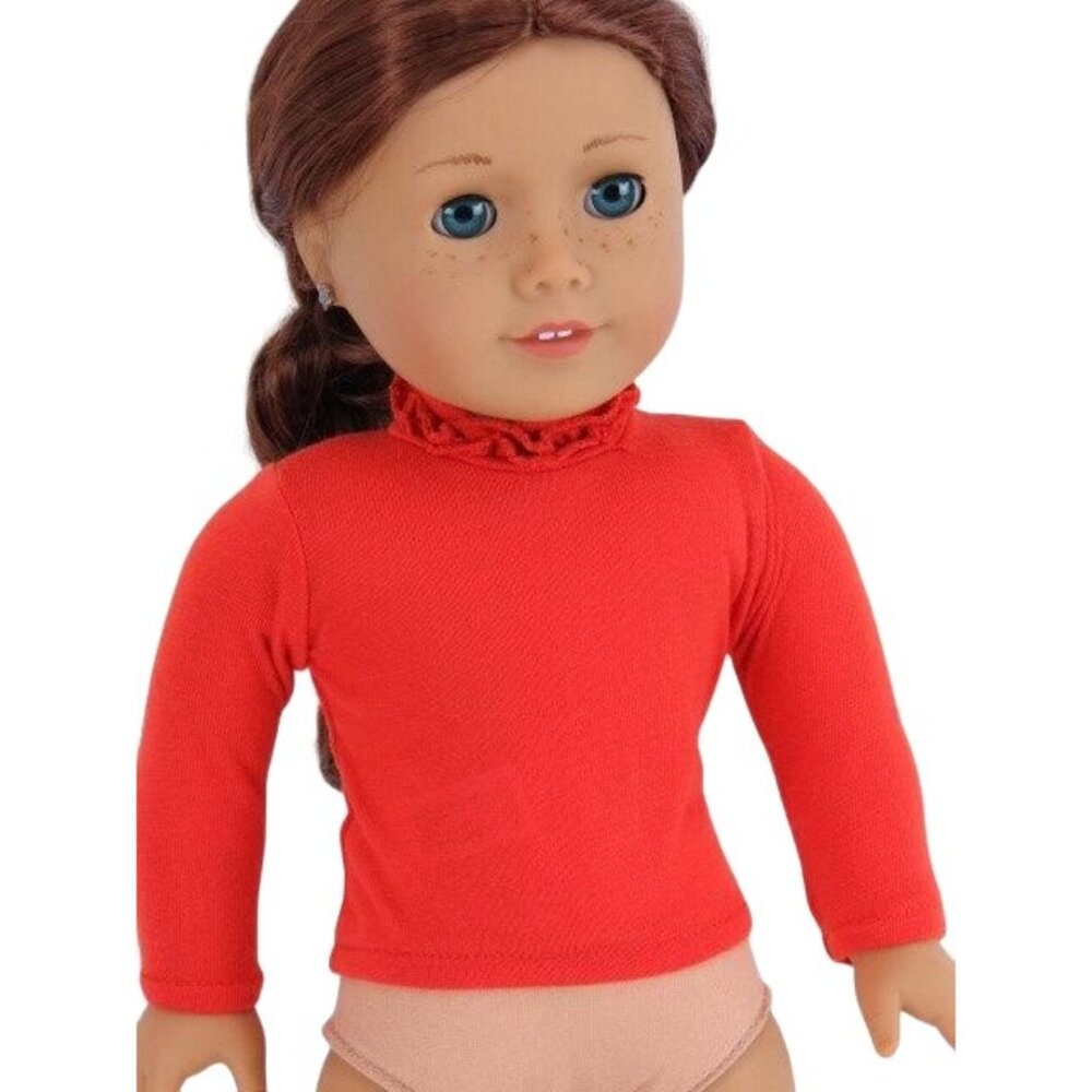Doll Clothes Ruffle Neck Long Sleeve Orange Top Shirt fits most 18" Dolls